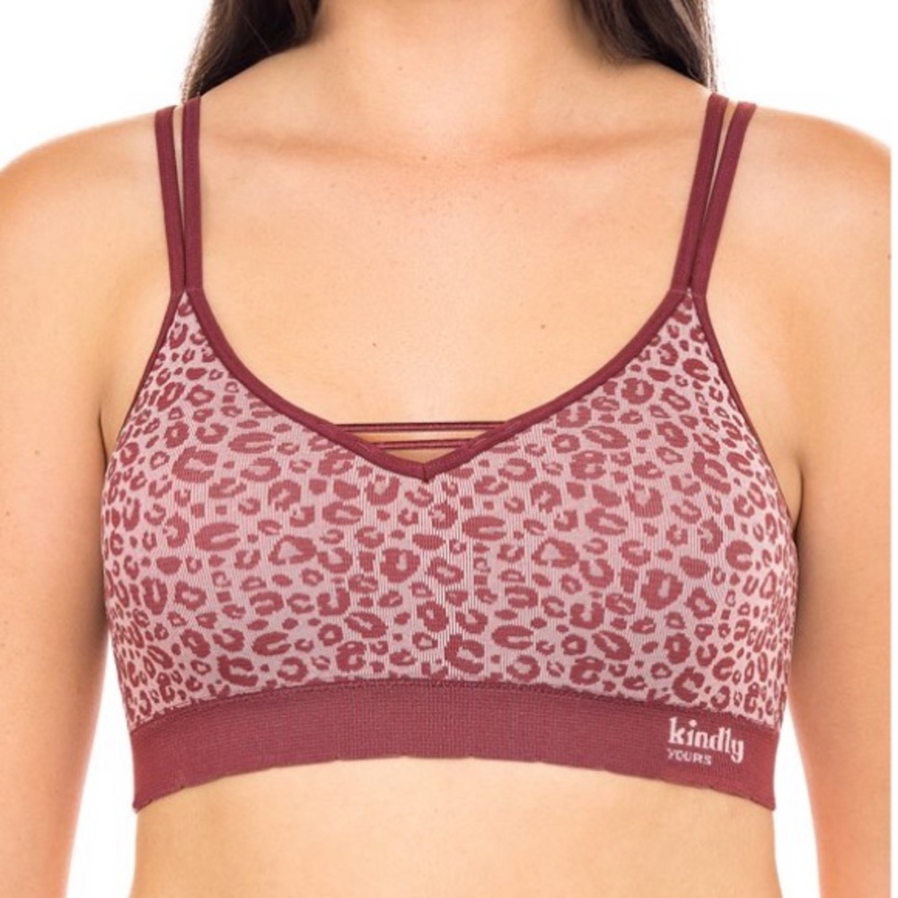 ✌🏼3/$30✌🏼Kindly Yours Seamless V Neck Bralette - Pale Mauve Leopard